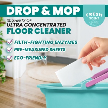 Ultra Concentrated Floor Cleaner For Mopping: 30 Natural, 100% Dissolvable Sheets for Mopping – Hardwood & Wood Floor Cleaner with Filth-Fighting Enzymes, Plastic-Free Packaging